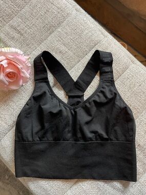 PINK Victoria’s Secret Black Racerback Sports Bra Logo Band Light Support Smal